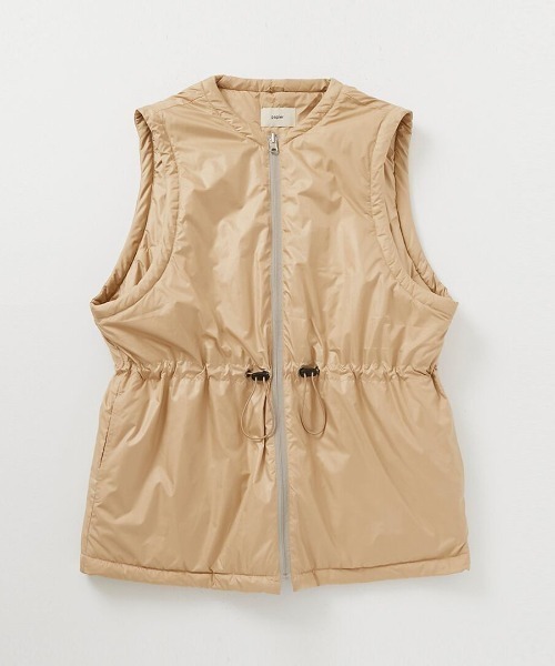 papier（パピエ）の「papier/パピエ/FISHTAIL 2WAY COAT/2WAYコート（ナイロンジャケット・レディース・ベージュ/ブラック・FREE）」の5枚目の写真