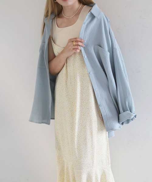 Bab（バブ）の「フラワーパターンキャミソールワンピース（ワンピース・レディース・イエロー/ブルー・M）」の10枚目の写真