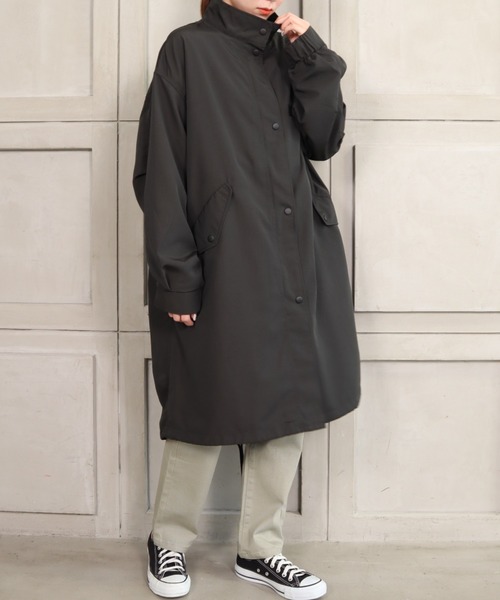 moment+(モーメントプラス)の「エステルウェザー スタンドカラーミリタリーモッズコート(モッズコート・レディース・ブラック/カーキ/アイボリー・M)」の5枚目の写真