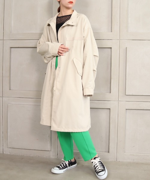 moment+(モーメントプラス)の「エステルウェザー スタンドカラーミリタリーモッズコート(モッズコート・レディース・ブラック/カーキ/アイボリー・M)」の7枚目の写真