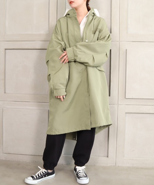 moment+(モーメントプラス)の「エステルウェザー スタンドカラーミリタリーモッズコート(モッズコート・レディース・ブラック/カーキ/アイボリー・M)」の16枚目の写真