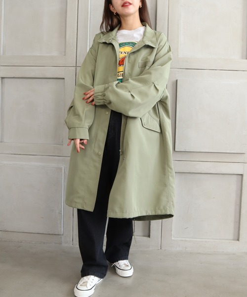 moment+(モーメントプラス)の「エステルウェザー スタンドカラーミリタリーモッズコート(モッズコート・レディース・ブラック/カーキ/アイボリー・M)」の6枚目の写真