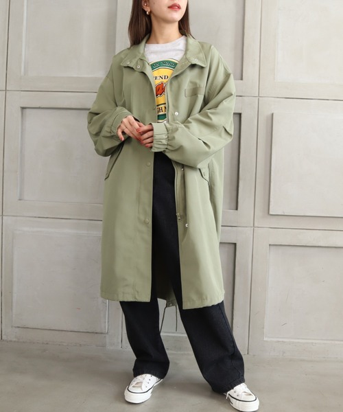 moment+(モーメントプラス)の「エステルウェザー スタンドカラーミリタリーモッズコート(モッズコート・レディース・ブラック/カーキ/アイボリー・M)」の9枚目の写真