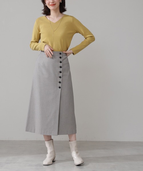N.(N. Natural Beauty Basic)(エヌエヌナチュラルビューティーベーシック)の「◆サイドボタンラップスカート(スカート・レディース・グレー系その他/パープル/イエロー・MEDIUM)」の2枚目の写真