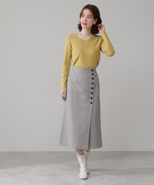 N.(N. Natural Beauty Basic)(エヌエヌナチュラルビューティーベーシック)の「◆サイドボタンラップスカート(スカート・レディース・グレー系その他/パープル/イエロー・MEDIUM)」の6枚目の写真