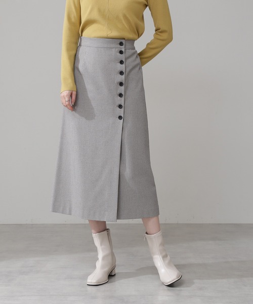 N.(N. Natural Beauty Basic)(エヌエヌナチュラルビューティーベーシック)の「◆サイドボタンラップスカート(スカート・レディース・グレー系その他/パープル/イエロー・MEDIUM)」の4枚目の写真