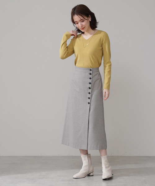 N.(N. Natural Beauty Basic)(エヌエヌナチュラルビューティーベーシック)の「◆サイドボタンラップスカート(スカート・レディース・グレー系その他/パープル/イエロー・MEDIUM)」の5枚目の写真