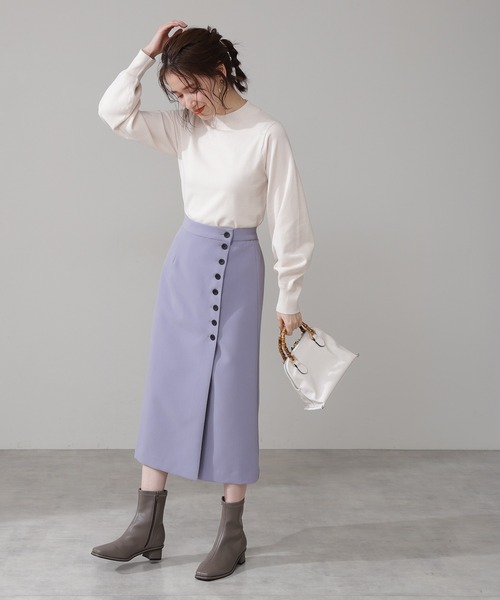 N.(N. Natural Beauty Basic)(エヌエヌナチュラルビューティーベーシック)の「◆サイドボタンラップスカート(スカート・レディース・グレー系その他/パープル/イエロー・MEDIUM)」の8枚目の写真