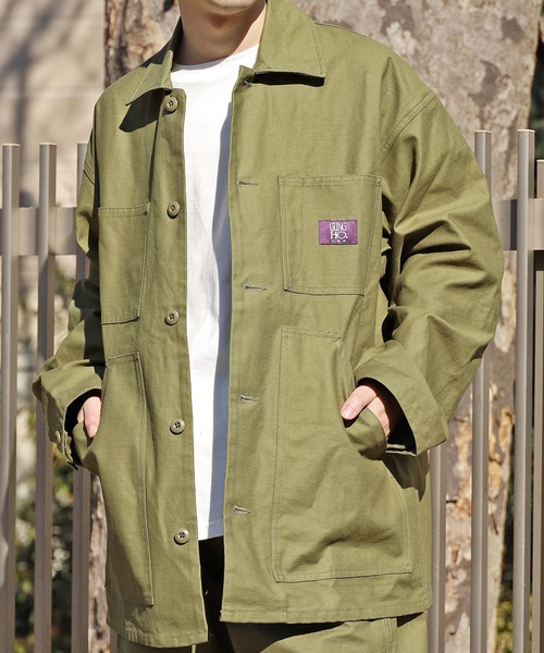 【GUNG HO】ガンホー オーバーコート GUNG HO（ファッション） ノーカラーコート コート HO/ガンホー