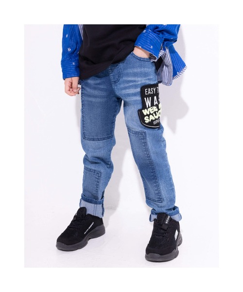 人気ブランド Wask ワッペン 付き パッチワーク スキニー デニム パンツ 100 160cm 包装無料 送料無料 Rail Trans Ru