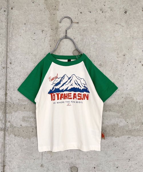 Life Support Products（ライフサポートプロダクツ）の「防汚加工ラグランプリントＴシャツ（80～140cm）（Tシャツ/カットソー・キッズ・グリーン/パープル/レッド/ライトブルー・80/90/100/110/120/95/130/140）」の2枚目の写真