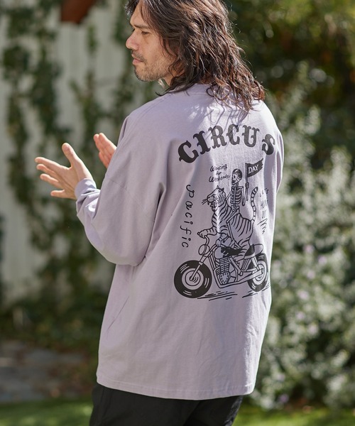 CAMBIO(カンビオ)の「mlt3774-プリントビッグシルエットロンT(スカルサーカス)(Tシャツ/カットソー・メンズ・グレー系その他/ホワイト/パープル系その他・M/S/L/XL)」の3枚目の写真