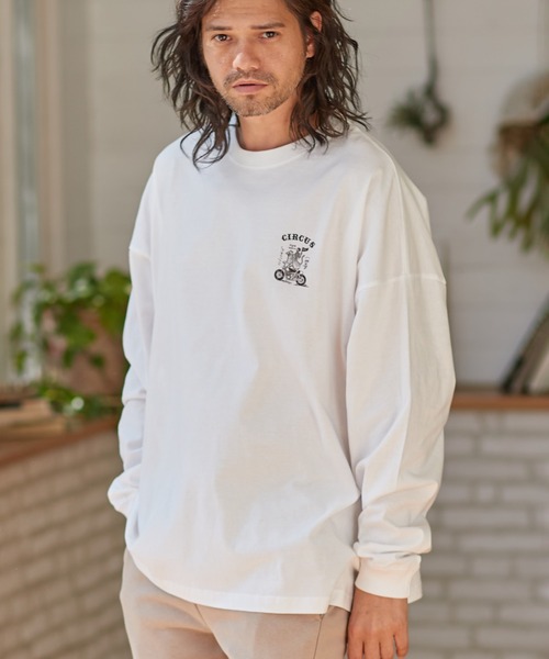 CAMBIO(カンビオ)の「mlt3774-プリントビッグシルエットロンT(スカルサーカス)(Tシャツ/カットソー・メンズ・グレー系その他/ホワイト/パープル系その他・M/S/L/XL)」の4枚目の写真