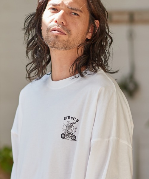 CAMBIO(カンビオ)の「mlt3774-プリントビッグシルエットロンT(スカルサーカス)(Tシャツ/カットソー・メンズ・グレー系その他/ホワイト/パープル系その他・M/S/L/XL)」の5枚目の写真