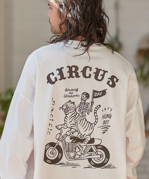 CAMBIO(カンビオ)の「mlt3774-プリントビッグシルエットロンT(スカルサーカス)(Tシャツ/カットソー・メンズ・グレー系その他/ホワイト/パープル系その他・M/S/L/XL)」の6枚目の写真