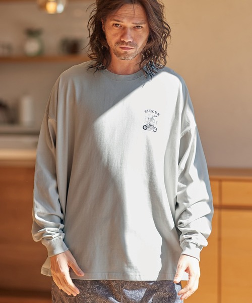 CAMBIO(カンビオ)の「mlt3774-プリントビッグシルエットロンT(スカルサーカス)(Tシャツ/カットソー・メンズ・グレー系その他/ホワイト/パープル系その他・M/S/L/XL)」の10枚目の写真