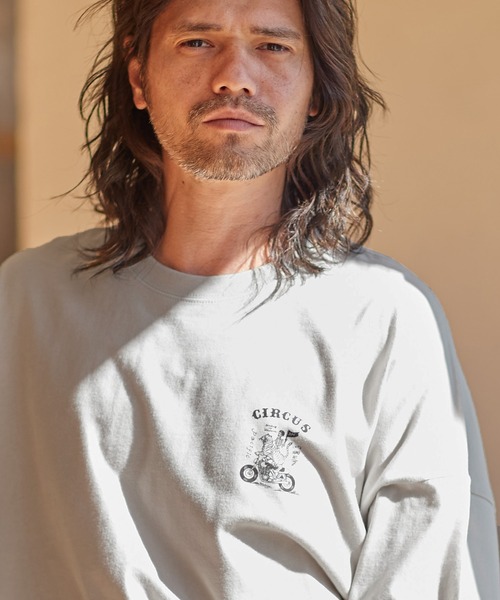 CAMBIO(カンビオ)の「mlt3774-プリントビッグシルエットロンT(スカルサーカス)(Tシャツ/カットソー・メンズ・グレー系その他/ホワイト/パープル系その他・M/S/L/XL)」の11枚目の写真