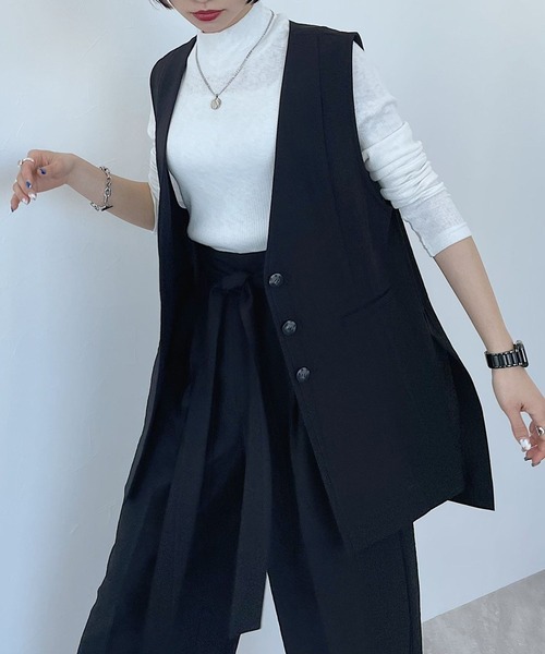 PAGEBOY（ページボーイ）の「リネンライククリアジレ（その他アウター・レディース・チョコ/ブラック/ベージュ/ターコイズブルー/イエロー系その他・FREE）」の6枚目の写真