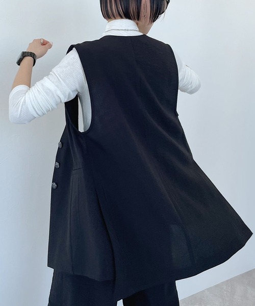 PAGEBOY（ページボーイ）の「リネンライククリアジレ（その他アウター・レディース・チョコ/ブラック/ベージュ/ターコイズブルー/イエロー系その他・FREE）」の7枚目の写真