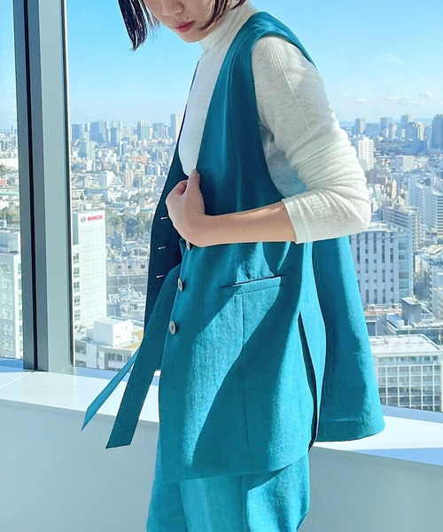 PAGEBOY（ページボーイ）の「リネンライククリアジレ（その他アウター・レディース・チョコ/ブラック/ベージュ/ターコイズブルー/イエロー系その他・FREE）」の18枚目の写真