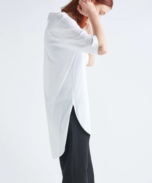 ATON（エイトン）の「ATON SUVIN60/2 ROUND HEM T-SHIRT KKAGNM0016（Tシャツ/カットソー・レディース・ホワイト/グリーン/バーガンディー・SMALL）」の11枚目の写真