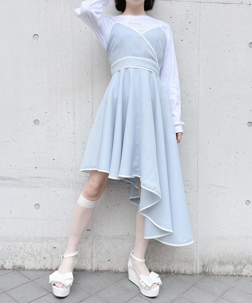 lilLilly（リルリリー）の「アシンメトリーパイピングドレス（ワンピース・レディース・ブラック/ブルー/パープル・FREE）」の3枚目の写真