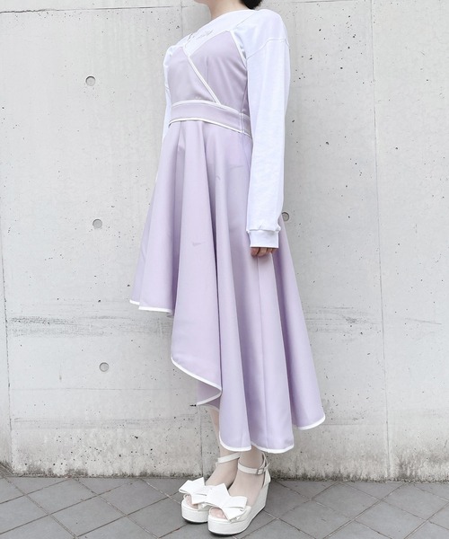 lilLilly（リルリリー）の「アシンメトリーパイピングドレス（ワンピース・レディース・ブラック/ブルー/パープル・FREE）」の9枚目の写真