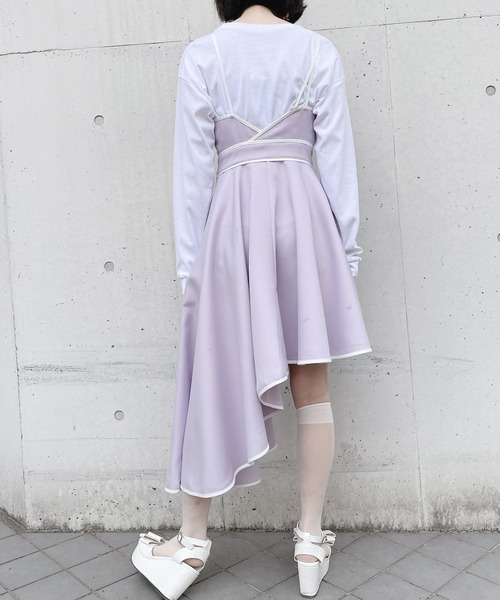 lilLilly（リルリリー）の「アシンメトリーパイピングドレス（ワンピース・レディース・ブラック/ブルー/パープル・FREE）」の10枚目の写真