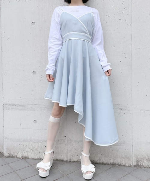 lilLilly（リルリリー）の「アシンメトリーパイピングドレス（ワンピース・レディース・ブラック/ブルー/パープル・FREE）」の12枚目の写真