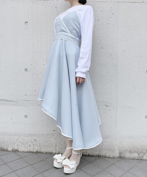 lilLilly（リルリリー）の「アシンメトリーパイピングドレス（ワンピース・レディース・ブラック/ブルー/パープル・FREE）」の14枚目の写真