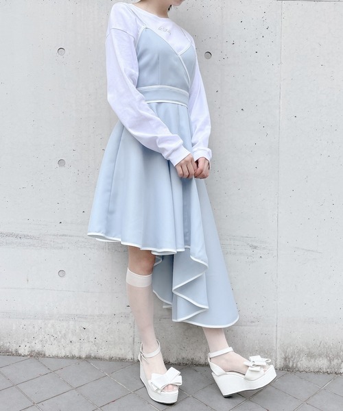 lilLilly（リルリリー）の「アシンメトリーパイピングドレス（ワンピース・レディース・ブラック/ブルー/パープル・FREE）」の15枚目の写真