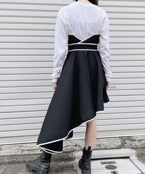 lilLilly（リルリリー）の「アシンメトリーパイピングドレス（ワンピース・レディース・ブラック/ブルー/パープル・FREE）」の7枚目の写真