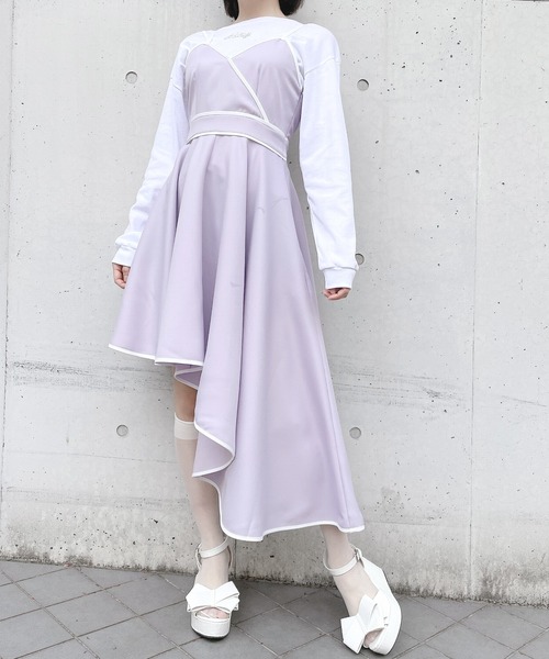 lilLilly（リルリリー）の「アシンメトリーパイピングドレス（ワンピース・レディース・ブラック/ブルー/パープル・FREE）」の8枚目の写真