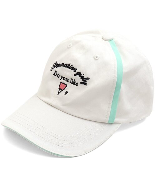 algy（アルジー）の「配色ラインキャップ（キャップ・キッズ・オフホワイト/ピンク/エメラルド/ブラック・MEDIUM/SMALL）」の2枚目の写真