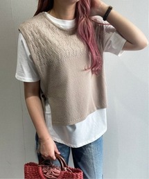【Sサイズ WEB限定】透かし編みニットベストアンサンブル