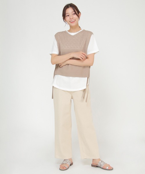 ikka(イッカ)の「【Sサイズ WEB限定】透かし編みニットベストアンサンブル(ニット/セーター・レディース・スカイブルー/ブラック/ベージュ・S/M/L)」の8枚目の写真