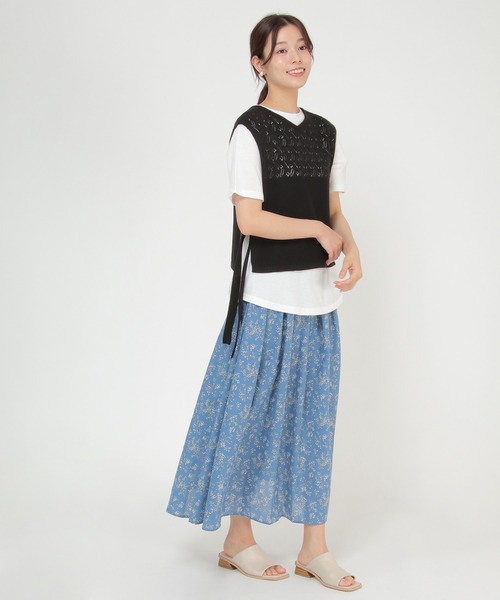 ikka(イッカ)の「【Sサイズ WEB限定】透かし編みニットベストアンサンブル(ニット/セーター・レディース・スカイブルー/ブラック/ベージュ・S/M/L)」の5枚目の写真