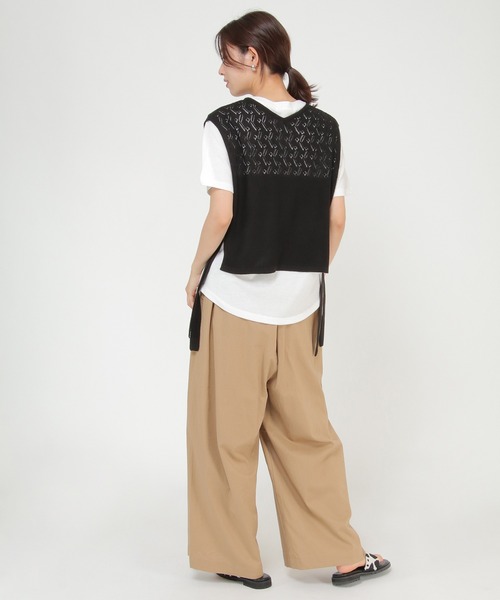 ikka(イッカ)の「【Sサイズ WEB限定】透かし編みニットベストアンサンブル(ニット/セーター・レディース・スカイブルー/ブラック/ベージュ・S/M/L)」の7枚目の写真