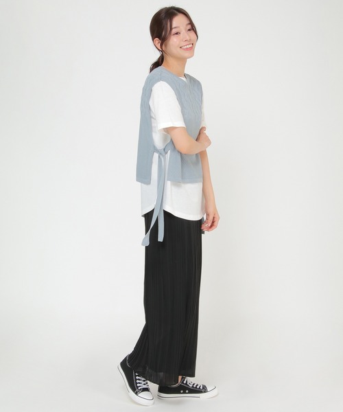 ikka(イッカ)の「【Sサイズ WEB限定】透かし編みニットベストアンサンブル(ニット/セーター・レディース・スカイブルー/ブラック/ベージュ・S/M/L)」の10枚目の写真
