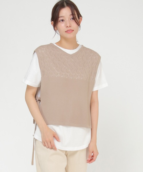 ikka(イッカ)の「【Sサイズ WEB限定】透かし編みニットベストアンサンブル(ニット/セーター・レディース・スカイブルー/ブラック/ベージュ・S/M/L)」の19枚目の写真