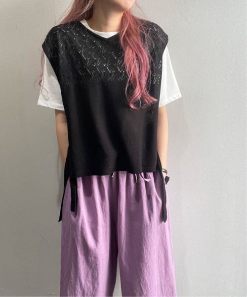 ikka(イッカ)の「【Sサイズ WEB限定】透かし編みニットベストアンサンブル(ニット/セーター・レディース・スカイブルー/ブラック/ベージュ・S/M/L)」の15枚目の写真