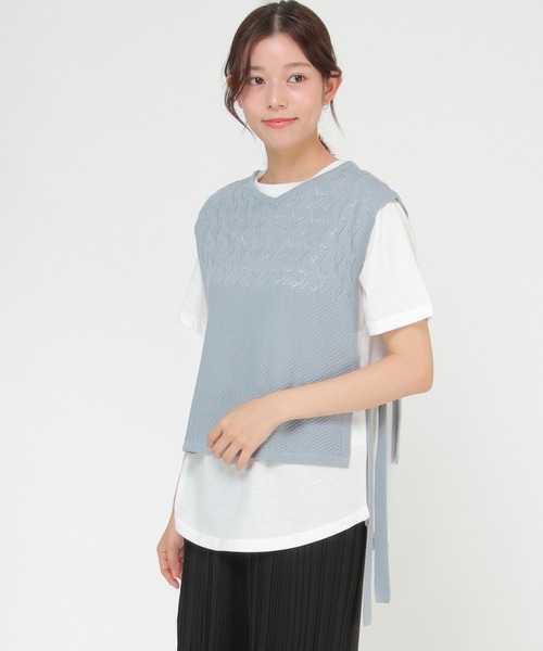ikka(イッカ)の「【Sサイズ WEB限定】透かし編みニットベストアンサンブル(ニット/セーター・レディース・スカイブルー/ブラック/ベージュ・S/M/L)」の20枚目の写真