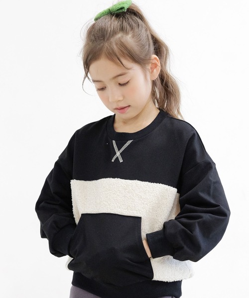 Bee des Bee（ビーデスビー）の「切り替えトップス（スウェット・キッズ・グレー×ホワイト/ブラック×ホワイト・150cm/140cm/100cm/130cm/110cm/120cm）」の2枚目の写真