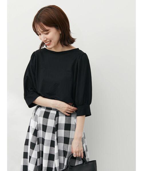 Green　Parks（グリーンパークス）の「パフギャザー袖プルオーバー（Tシャツ/カットソー・レディース・ブラック/レッド/オフホワイト・FREE）」の17枚目の写真