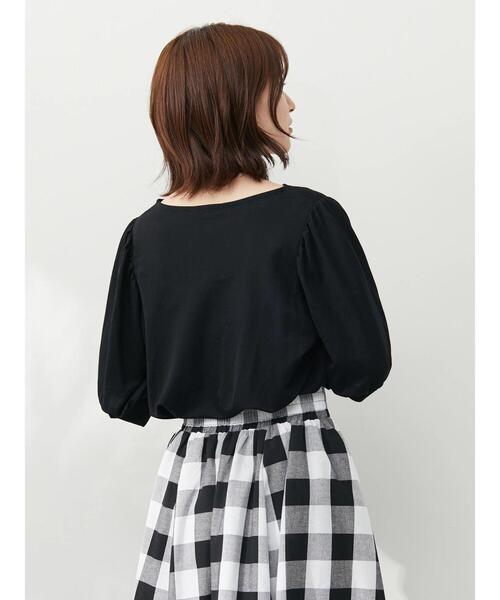 Green　Parks（グリーンパークス）の「パフギャザー袖プルオーバー（Tシャツ/カットソー・レディース・ブラック/レッド/オフホワイト・FREE）」の9枚目の写真