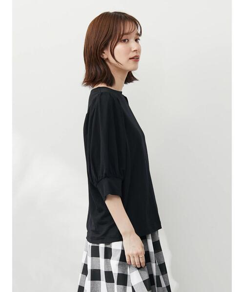 Green　Parks（グリーンパークス）の「パフギャザー袖プルオーバー（Tシャツ/カットソー・レディース・ブラック/レッド/オフホワイト・FREE）」の20枚目の写真