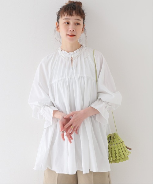 JOURNAL STANDARD relume(ジャーナルスタンダード レリューム)の「ウォッシャブルコットンタックティアード(シャツ/ブラウス・レディース・ブラック/ホワイト・FREE)」の1枚目の写真