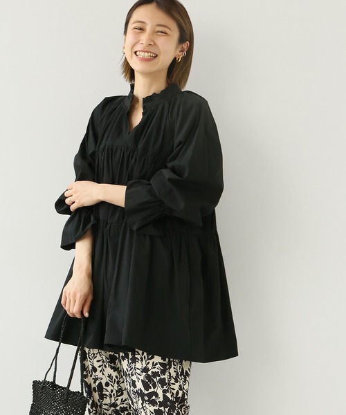 JOURNAL STANDARD relume(ジャーナルスタンダード レリューム)の「ウォッシャブルコットンタックティアード(シャツ/ブラウス・レディース・ブラック/ホワイト・FREE)」の2枚目の写真