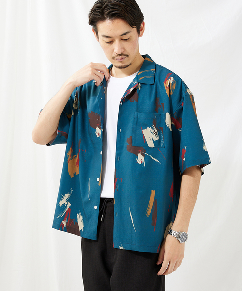 SPLASH P/SLUB オープンカラー柄シャツ“総柄”（シャツ/ブラウス