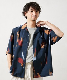 SPLASH P/SLUB オープンカラー柄シャツ“総柄”